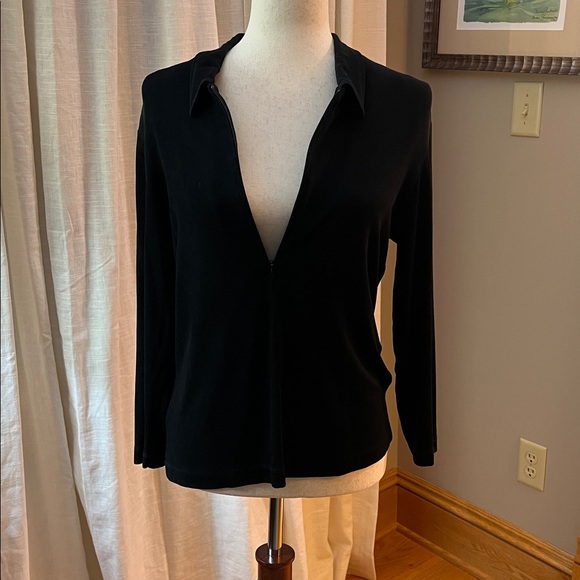 Chico’s Travelers Black Zip-Up Long Sleeve Top - Picture 2 of 4